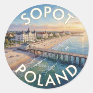 Sopot Poland Seaside Resort Destination Classic Round Sticker