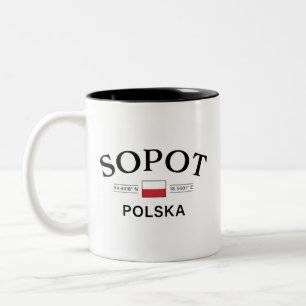 Sopot Polska (Poland) Polish Coordinates Two-Tone Coffee Mug
