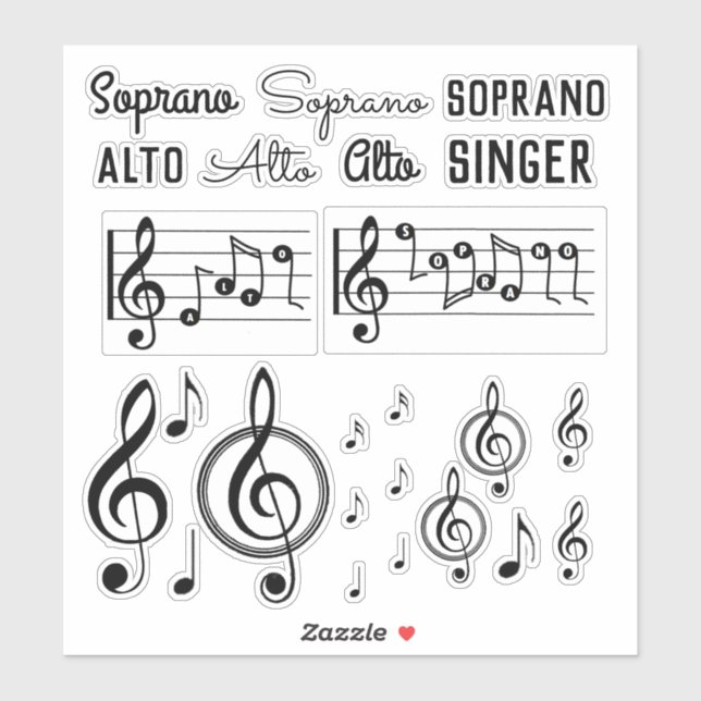 Soprano Alto Singer Music Note Treble Clef Sticker (Sheet)