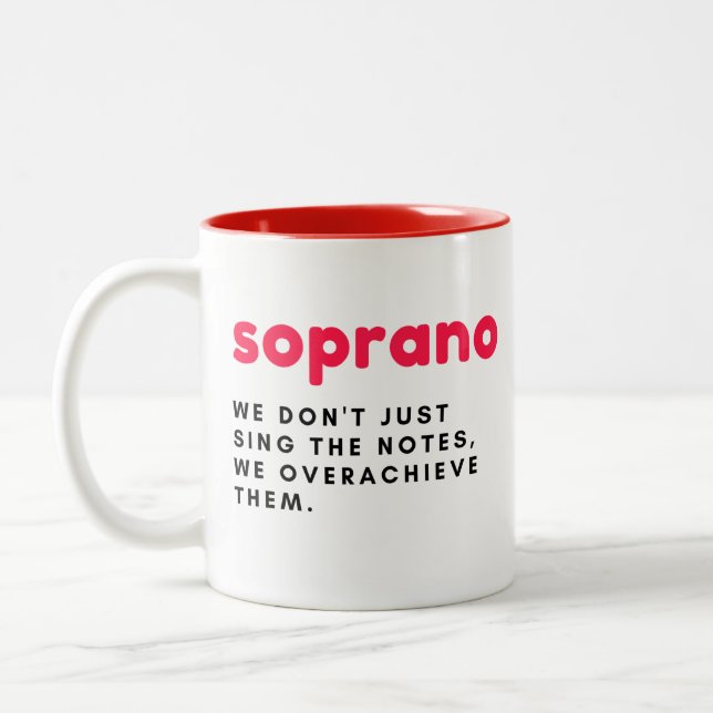 Soprano gift mug, cute funny gift mug, choir gift Two-Tone coffee mug (Left)