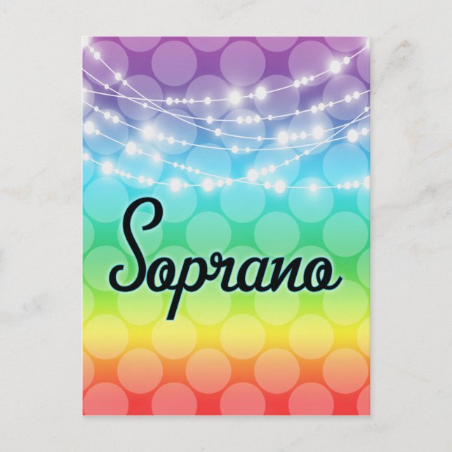 Soprano Rainbow LGBT Gay Lights Singer Postcard (Front)