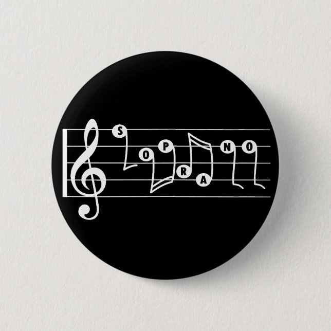 Soprano Singer Musical Button (black) (Front)