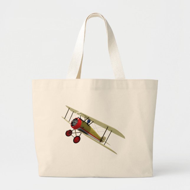 Sopwith Camel and Pilot Large Tote Bag (Front)