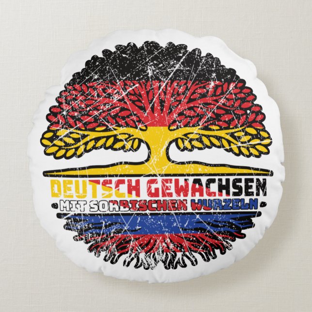 Sorben Sorbisch Deutsch Germany Baum Root Round Cushion (Front)