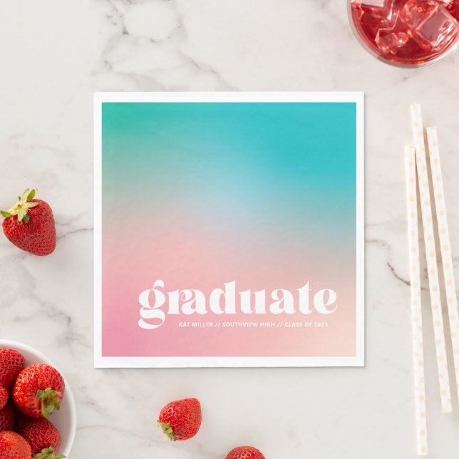 Sorbet Gradient Graduation Party Napkins (Insitu)