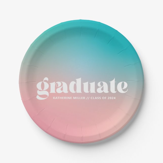 Sorbet Gradient Graduation Party Paper Plate (Front)
