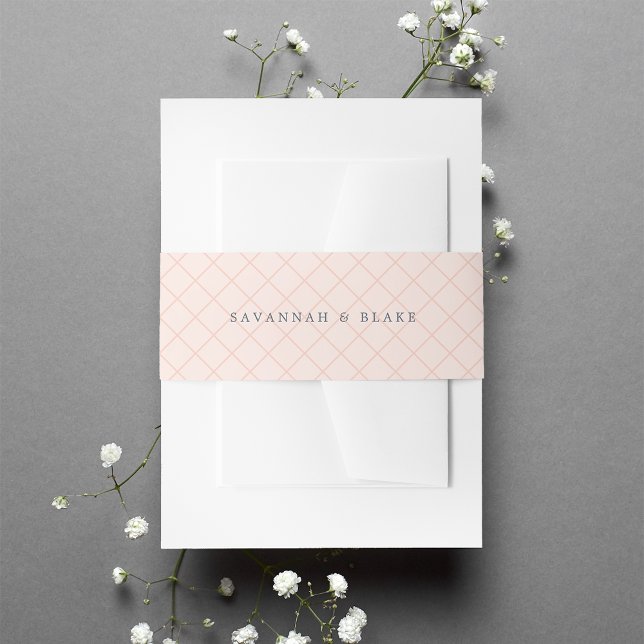 Sorbet | Peach Lattice Personalized Wedding Invitation Belly Band (Creator Uploaded)