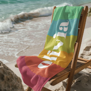 Sorbet Rainbow Colours Custom Name Summer Beach Towel