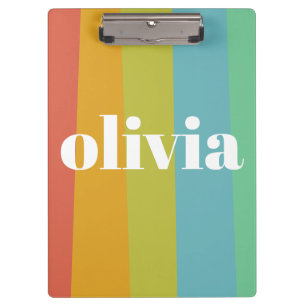 Sorbet Rainbow Colours Custom Name Summer Clipboard