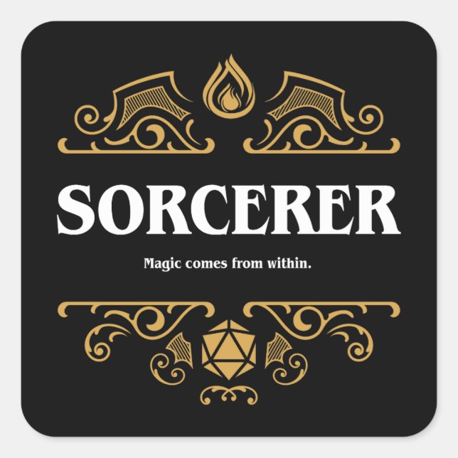 Sorcerer Class Tabletop RPG Gaming Square Sticker (Front)