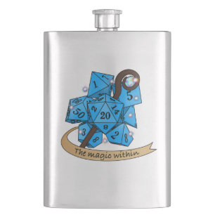 Sorcerer Dice Design Hip Flask