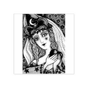 SORCERESS, GOTH HALLOWEEN WITCH RUBBER STAMP