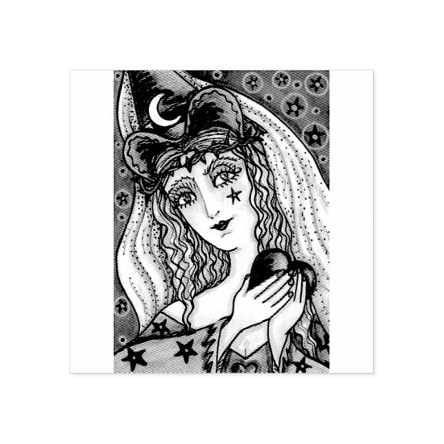 SORCERESS, GOTH HALLOWEEN WITCH RUBBER STAMP (Imprint)