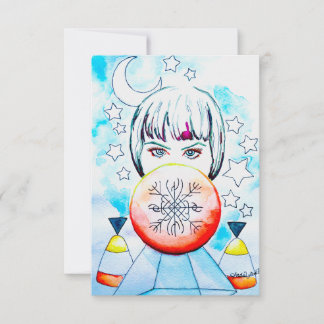 Sorceress Manifestation Watercolor Art Invitation