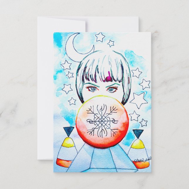 Sorceress Manifestation Watercolor Art Invitation (Front)