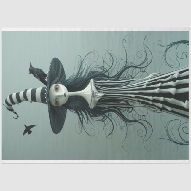 Sorceress Skull Lady Decoupage Tissue Paper (Front)