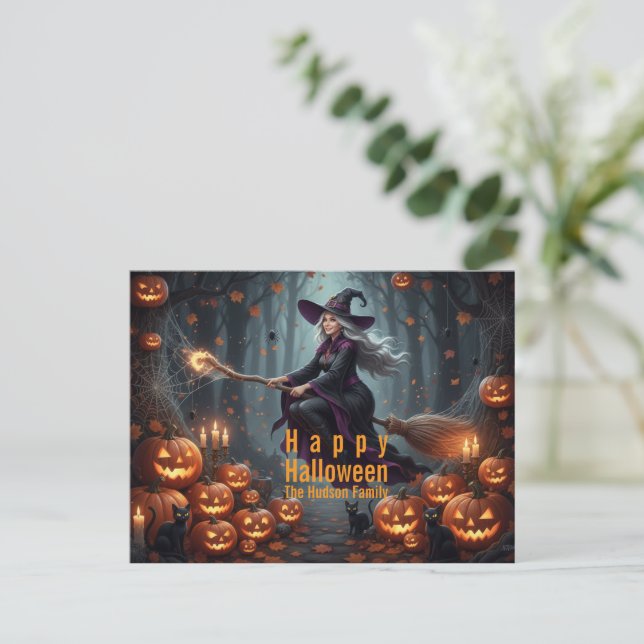 Sorcery Halloween Family Holiday Postcard (Standing Front)