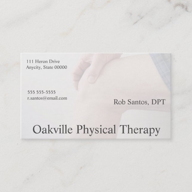 Sore knee business card (Front)