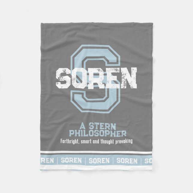 Soren name meaning sports monogram black blue  fleece blanket (Front)