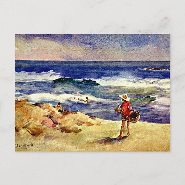 Sorolla - Boy on the Sand, fine art Postcard (Front)