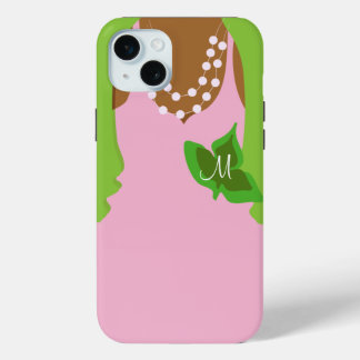 Sorority Life pink and green illustration iPhone 15 Mini Case