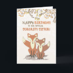 Sorority Sister Birthday Foxes, Leaves on Branches Card<br><div class="desc">This card is perfect for a girl who likes animals and nature. Wish Happy Birthday to your Sorority Sister with these two sweet foxes with leaves on branches.</div>