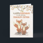 Sorority Sister Birthday Foxes, Leaves on Branches Card<br><div class="desc">This card is perfect for a girl who likes animals and nature. Wish Happy Birthday to your Sorority Sister with these two sweet foxes with leaves on branches.</div>