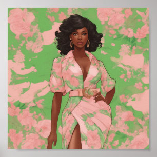 Sorority Sisterhood Pink and Green Wall Poster Art