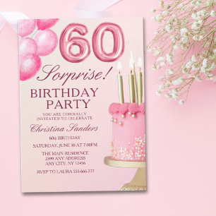 Sorprise Birthday Party 60th Birthday with Numers  Invitation