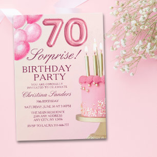 Sorprise Birthday Party 70th Birthday with Numers Invitation