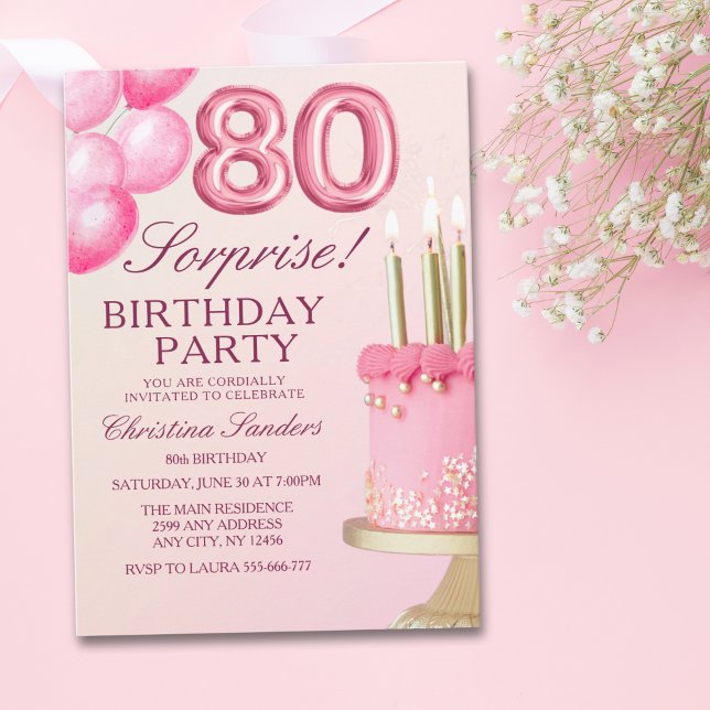 Sorprise Birthday Party 80th Birthday with Numers  Invitation (Creator Uploaded)