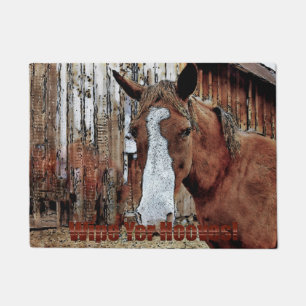 Sorrel Horse and Ranch Barn Artwork Welcome Mat