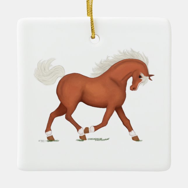 Sorrel Horse Pony Personalised Equine Christmas Ceramic Ornament (Front)