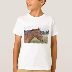Sorrel Horse Portrait Equine Art Illustration T-Shirt