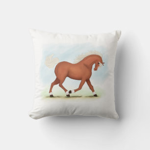 Sorrel Horse With Blaze & Socks Equestrian Cushion