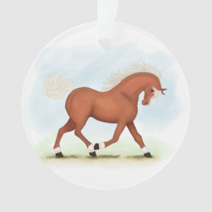 Sorrel Horse With Blaze & Socks Equestrian Ornament