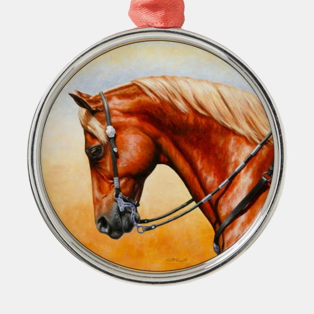 Sorrel Western Pleasure Quarter Horse Metal Tree Decoration (Front)
