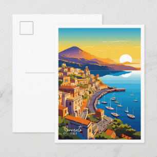 Sorrento Italy Art Vintage Travel Illustration Postcard
