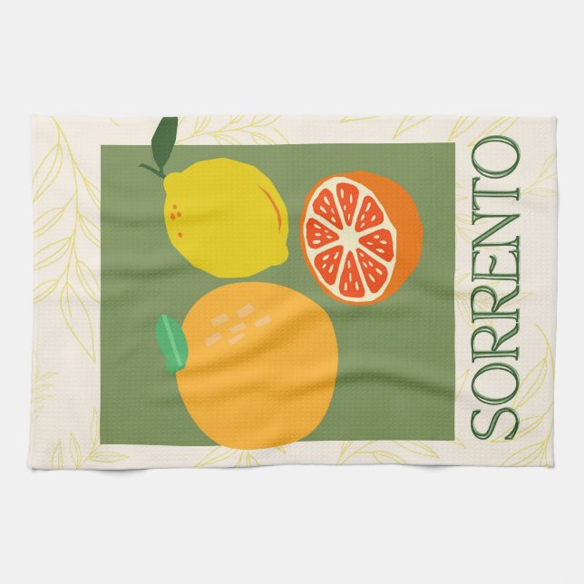 Sorrento Italy Citrus Kitchen Print Tea Towel (Horizontal)
