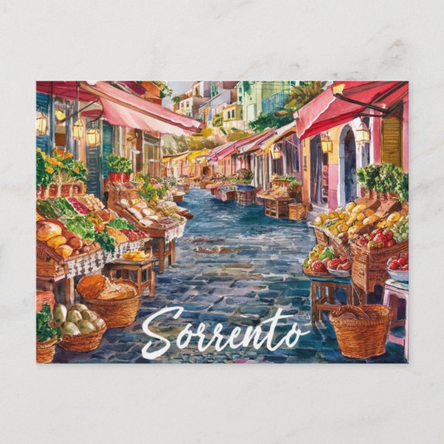 Sorrento Italy Market Painting Postcard (Front)