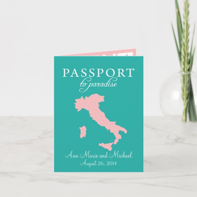 Sorrento Italy Passport Wedding Invitation (Front)