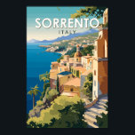 Sorrento Italy Travel Art Vintage Poster<br><div class="desc">Sorrento retro vector travel design. Perched atop cliffs that separate the town from its busy marinas,  it’s known for sweeping water views and Piazza Tasso,  a cafe-lined square.</div>