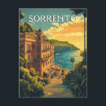 Sorrento Italy - Vibrant Cityscape  Postcard<br><div class="desc">Discover the beauty of Sorrento,  Italy with this stunning Art Deco vector postcard. Admire the detailed illustration of the city's picturesque setting and architecture,  rendered in bright pastel colours and a colourful style.</div>