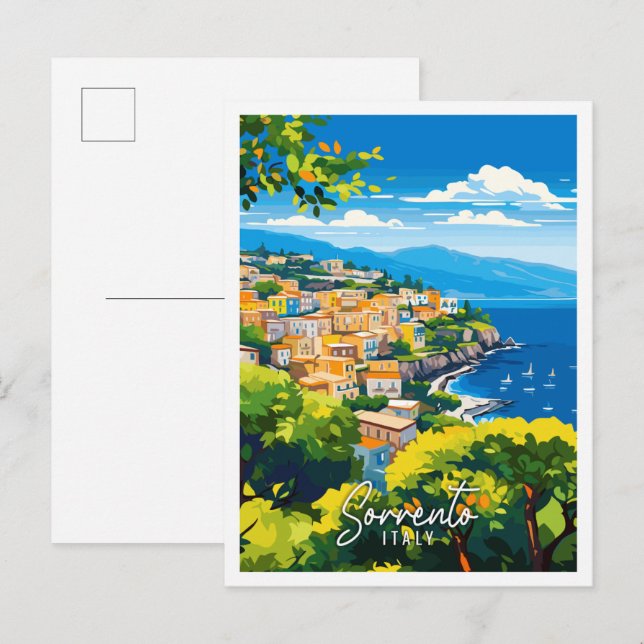 Sorrento Italy vintage travel illustration Postcard (Front/Back)