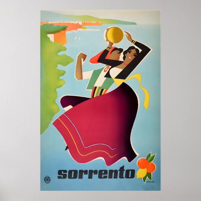 Sorrento Print Italy Travel Poster Mario Puppo Art (Front)