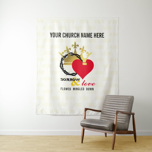 SORROW AND LOVE Christian Easter Church Wall Art Tapestry (In Situ)