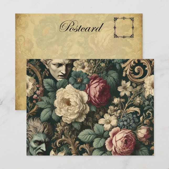 Sorrow in Any Language – Gothic Victorian Floral  Holiday Postcard (Front/Back)