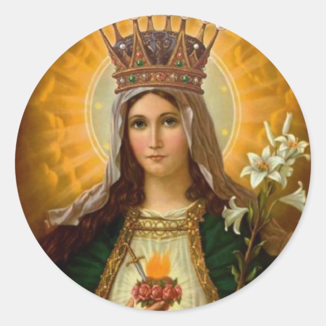 Sorrowful & Immaculate Heart of Virgin Mary Classic Round Sticker (Front)