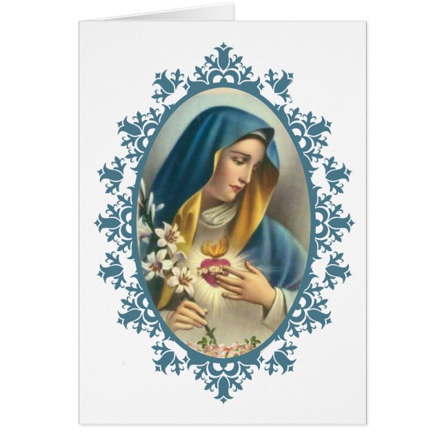 Sorrowful Mother Virgin Mary Heart Lily Roses (Front)