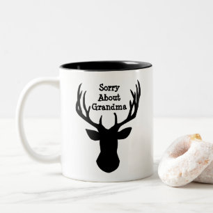 Sorry About Grandma Christmas Reindeer  Two-Tone Coffee Mug